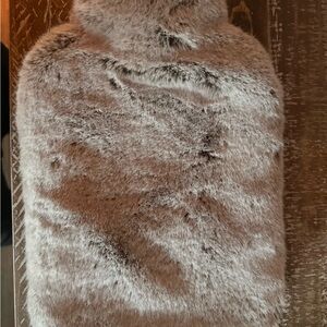 Gray Faux Fur Hot Water Bottle Cover
